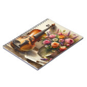 バイオリン、楽譜、花瓶 ノートブック (左側)