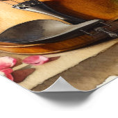 バイオリン、楽譜、花瓶 ポスター (角)