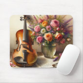バイオリン、楽譜、花瓶 マウスパッド (マウス)
