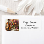 バイオリン、楽譜、花瓶 ラベル (インサイチュ)