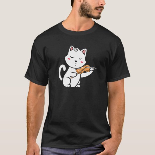 バイオリン 猫 子猫 ミュージシャン Tシャツ (正面)