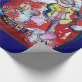 バイオリン・雪だるま・クリスマスツリー付きサンタクロース ラッピングペーパー (角)