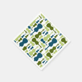 バイオリン – 青と緑のパターン スタンダードカクテルナプキン (角)