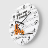 バイオリン-音楽生命なしに… Bの平らな時計 ラージ壁時計 (傾斜)