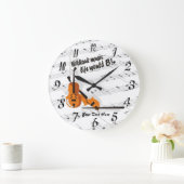 バイオリン-音楽生命なしに… Bの平らな時計 ラージ壁時計 (ホーム)