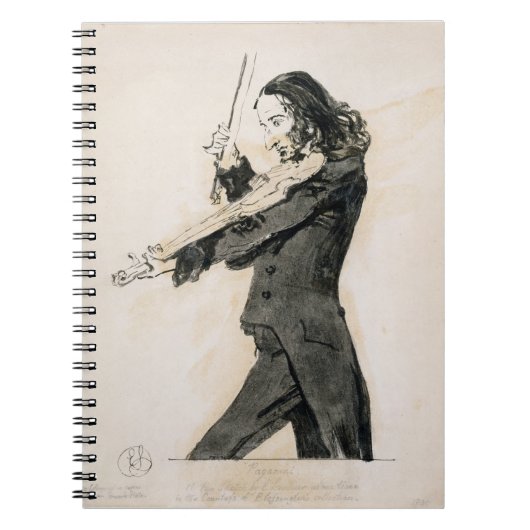 バイオリン、1を演奏するNiccolo Paganini (1782-1840年) ノートブック (正面)