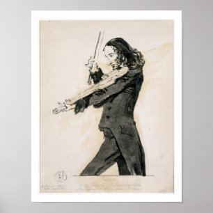 バイオリン、1を演奏するNiccolo Paganini (1782-1840年) ポスター