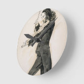 バイオリン、1を演奏するNiccolo Paganini (1782-1840年) ラウンド壁時計 (傾斜)