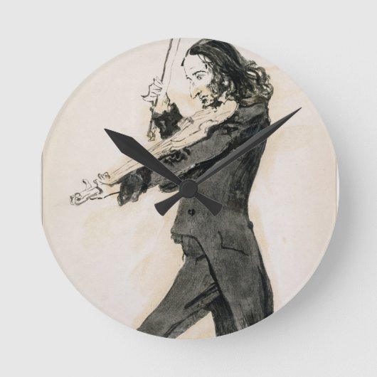 バイオリン、1を演奏するNiccolo Paganini (1782-1840年) ラウンド壁時計 (正面)