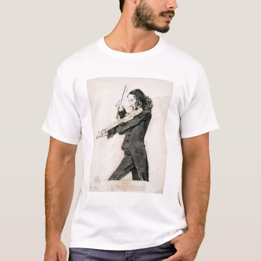 バイオリン、1を演奏するNiccolo Paganini (1782-1840年) Tシャツ (正面)