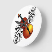 バイオリン、Heart_の恋人 ラウンド壁時計 (傾斜)