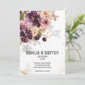 バイオレきらめくート&マウヴ結婚式招待状 案内状 (スタンド正面)