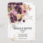 バイオレきらめくート&マウヴ結婚式招待状 案内状 (正面/裏面)