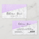 バイオレエレガントーモダントグリッターとホワイトマーブル 名刺 (正面/裏面)
