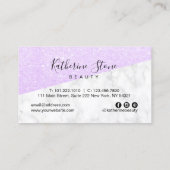 バイオレエレガントーモダントグリッターとホワイトマーブル 名刺 (裏面)