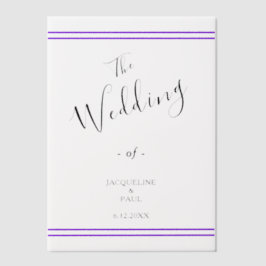 バイオレストライプー結婚ズの花婿 ベラム紙招待状