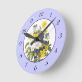 バイオレットおよびパンジーのヴィンテージの植物の花の時計 ラウンド壁時計 (傾斜)