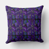 バイオレットおよび青のMolaの枕 クッション (裏面)