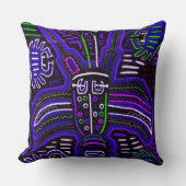 バイオレットおよび青のMolaの枕 クッション (正面)