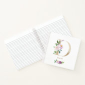 バイオレットかわいらしフローラゴールドフォイルレターDモノグラム ノートブック (内部)