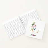 バイオレットかわいらしフローラゴールドフォイルレターLモノグラム ノートブック (内部)