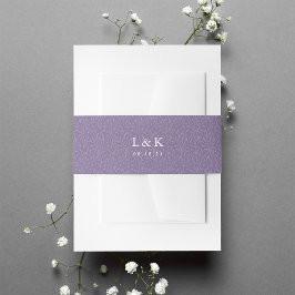 バイオレットつる植物模様モノグラム 招待状ベリーバンド