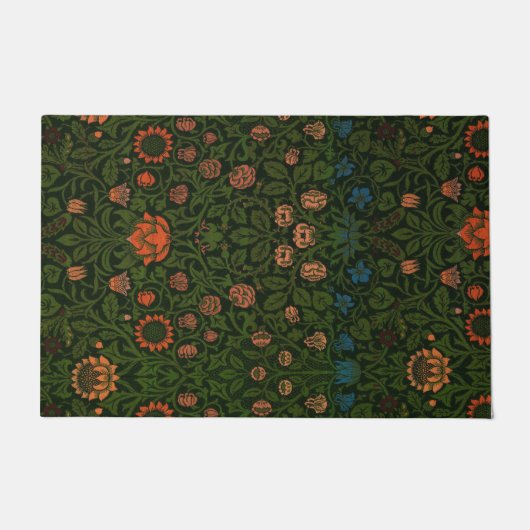 バイオレットとオダマキ（植物）（ウィリアム・モリス著） ドアマット (正面)