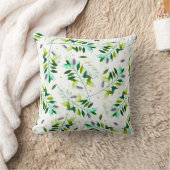 バイオレットとグリーンウォーターの色の植物学葉の クッション (ブランケット)