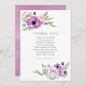バイオレットとセージフローラベイビーシャワーありがとう サンキューカード (正面/裏面)