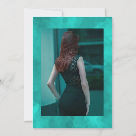 バイオレットとターコイズフローラの生活お祝い 招待状 (裏面)