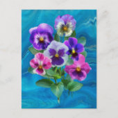 バイオレットとパンスィーの花束　ありがとうございます ポストカード (正面)