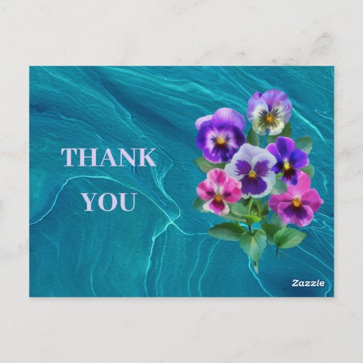 バイオレットとパンスィーの花束　ありがとう ポストカード (裏面)