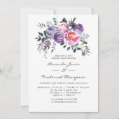 バイオレットとピンクの水の色のフローラリハーサルディナー 招待状 (正面)
