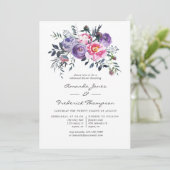 バイオレットとピンクの水の色のフローラリハーサルディナー 招待状 (スタンド正面)