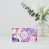 バイオレットとピンクの高級ティール（緑がかった色）名刺 名刺 (スタンド正面)