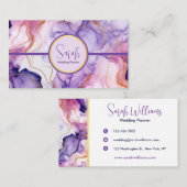 バイオレットとピンクの高級ティール（緑がかった色）名刺 名刺 (正面/裏面)