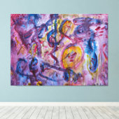 バイオレットとブルートーンの動的なオーバーラップ キャンバスプリント (インサイチュ (ウッドフロア))