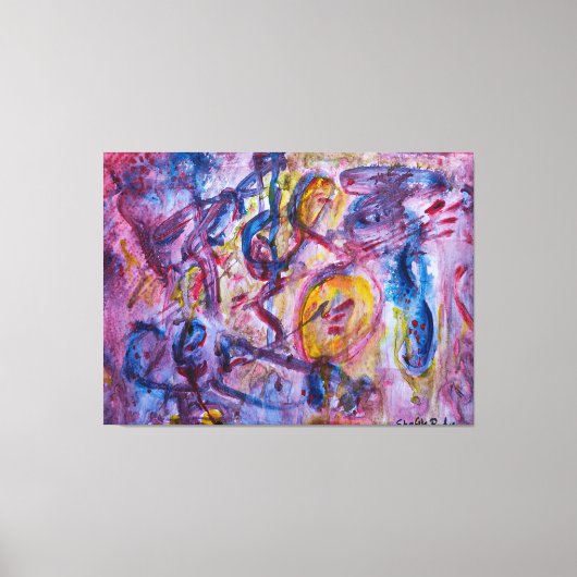 バイオレットとブルートーンの動的なオーバーラップ キャンバスプリント (正面)