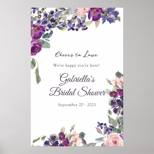 バイオレットとプラムのフローラブライダルシャワーワインテイスティング ポスター (正面)