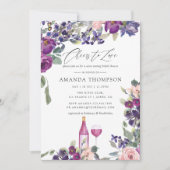 バイオレットとプラムのフローラブライダルシャワーワインテイスティング 招待状 (正面)