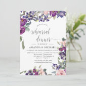 バイオレットとプラムのフローラ結婚のリハーサルディナー 招待状 (スタンド正面)