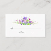 バイオレットとプラムの水の色のフローラ結婚ズ プレイスカード (正面)