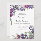 バイオレットとプラムの花の前夜祭招待状 招待状 (正面)
