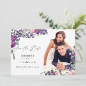 バイオレットとプラムの花の結婚式 セーブザデート (スタンド正面)