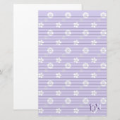 バイオレットとホワイトフローラ文房具紙モノグラム 便箋 (正面/裏面)
