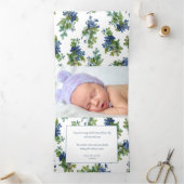 バイオレットと冬の松の枝の写真 三つ折りクリスマスカード (内部)