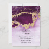 バイオレットと金ゴールドモダンの絵画結婚式招待状 招待状 (裏面)