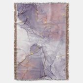 バイオレットと金ゴールド大理石 スローブランケット (正面縦)