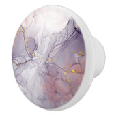 バイオレットと金ゴールド大理石 セラミックノブ (右)