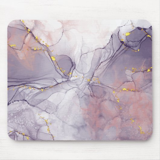 バイオレットと金ゴールド大理石 マウスパッド (正面)